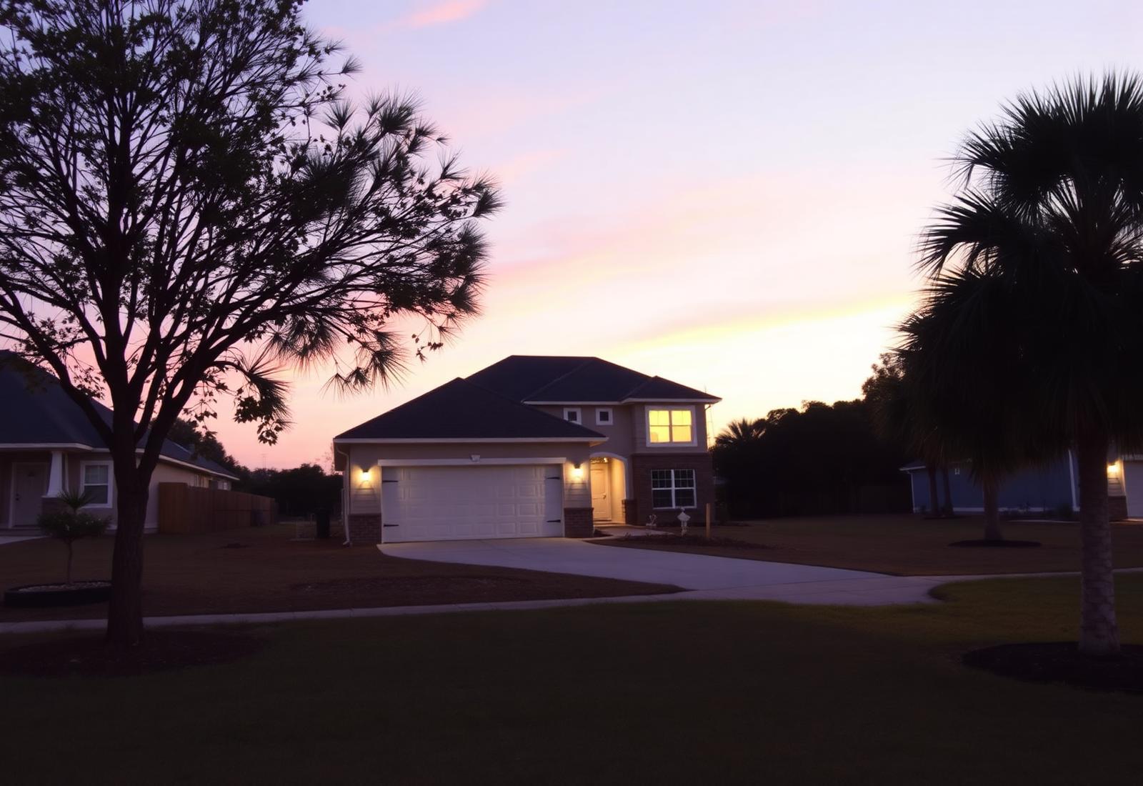 Infill neighborhood at dusk